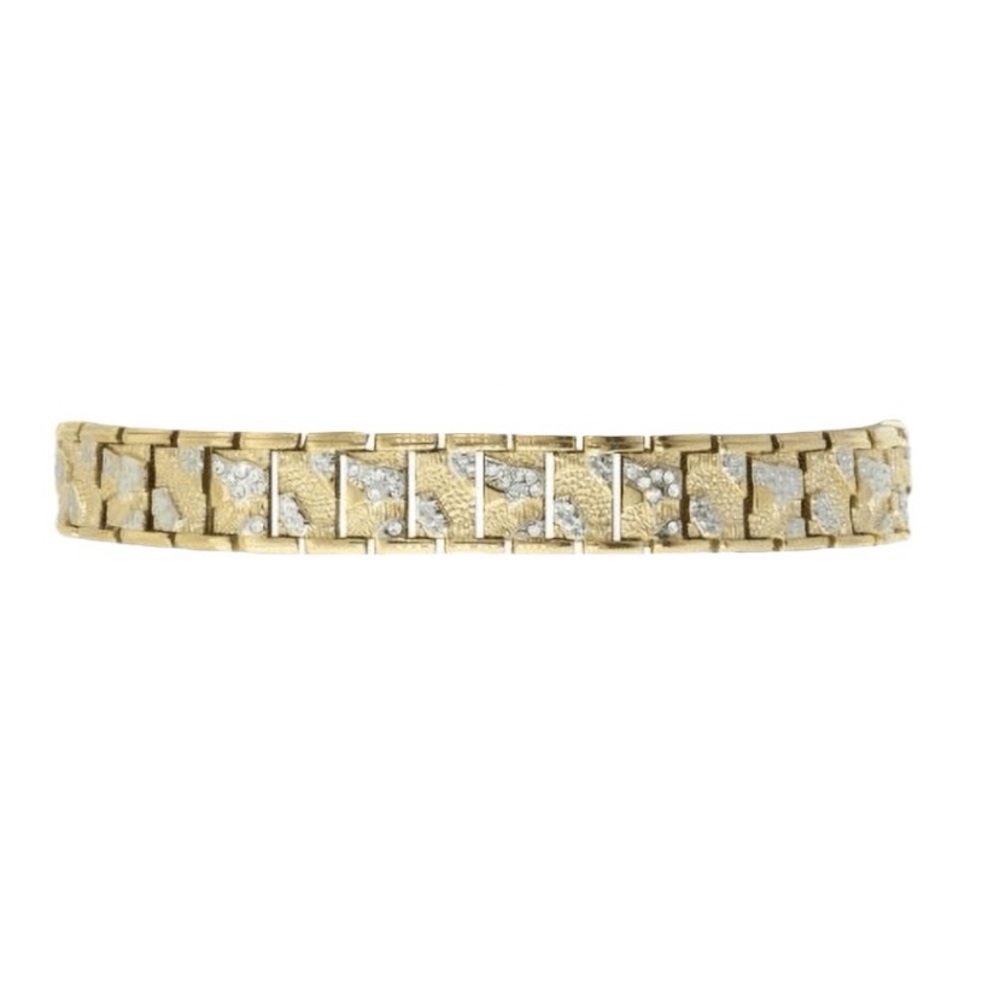 Mens Goldtone Ajustable Wrist Bracelet with Genuine Crystal.